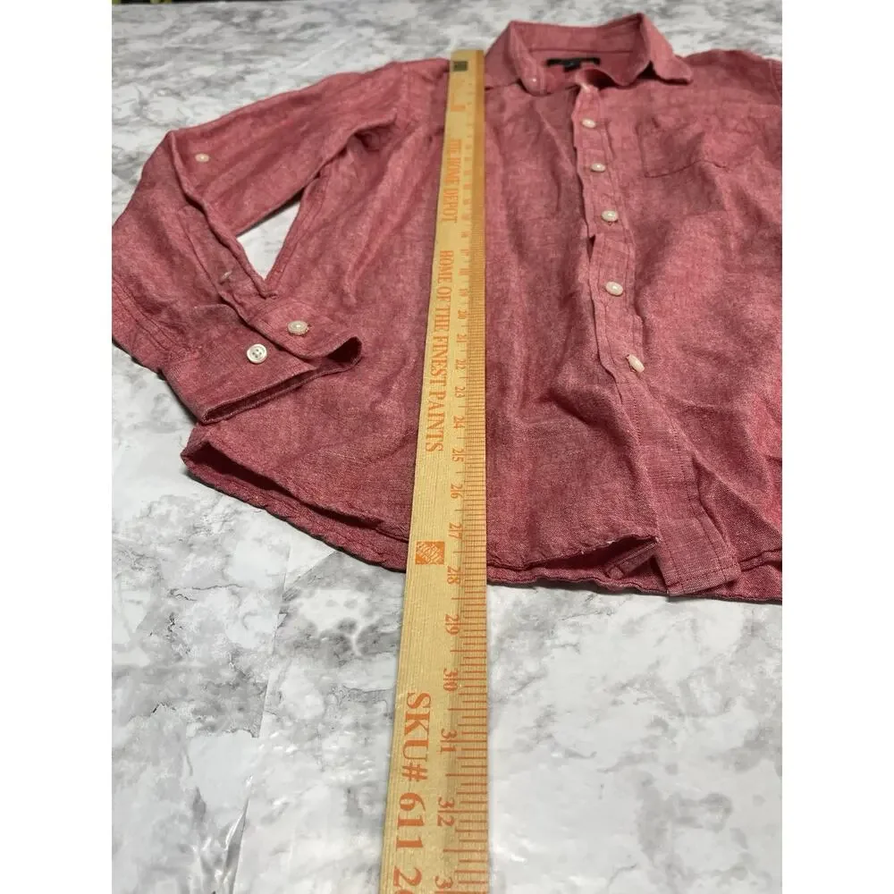 Coastal Resorts Banana Republic Men's Linen Standard Fit Button Down Shirt S Red